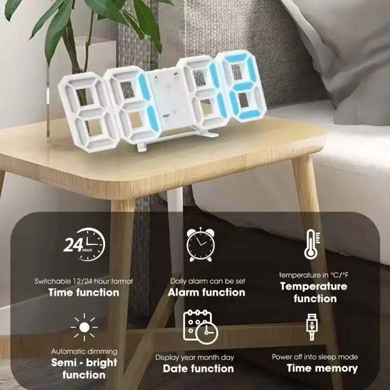Orologio Digitale LED da Tavolo e Parete – Sveglia Moderna per Camera, Ufficio e Salotto