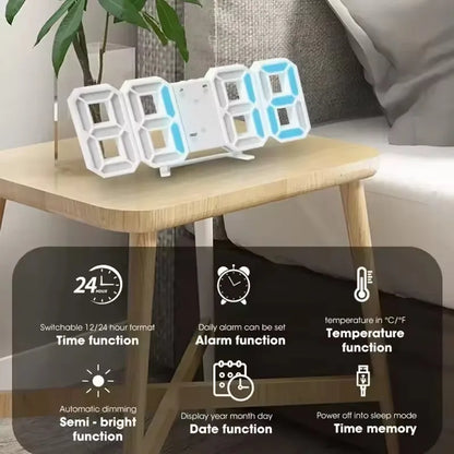 Orologio Digitale LED da Tavolo e Parete – Sveglia Moderna per Camera, Ufficio e Salotto