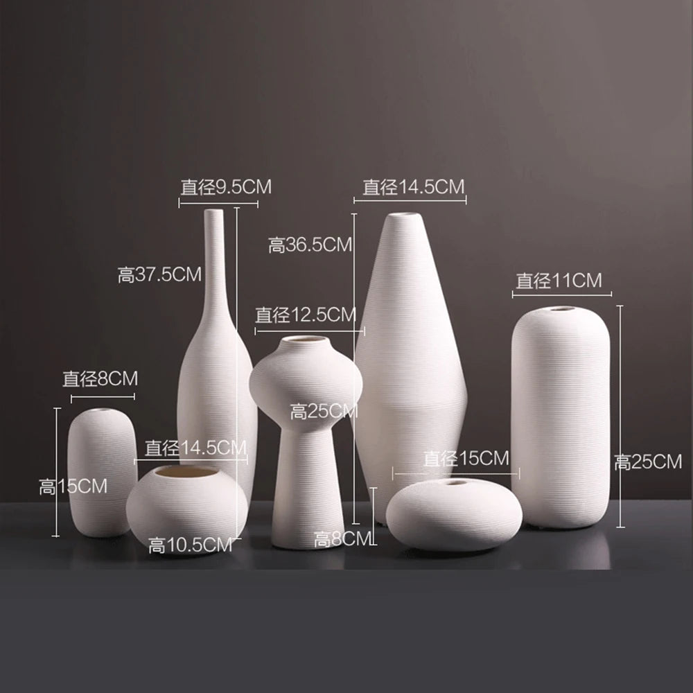 Vasi Decorativi in Ceramica Bianca – Design Nordico Minimal per Arredo Casa Moderno