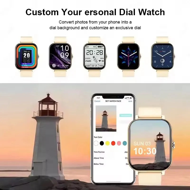 Orologio intelligente con touch screen completo, promemoria delle chiamate, controllo musicale e altre funzioni, compatibile con iPhone/Android