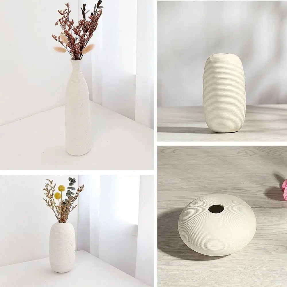 Vasi Decorativi in Ceramica Bianca – Design Nordico Minimal per Arredo Casa Moderno