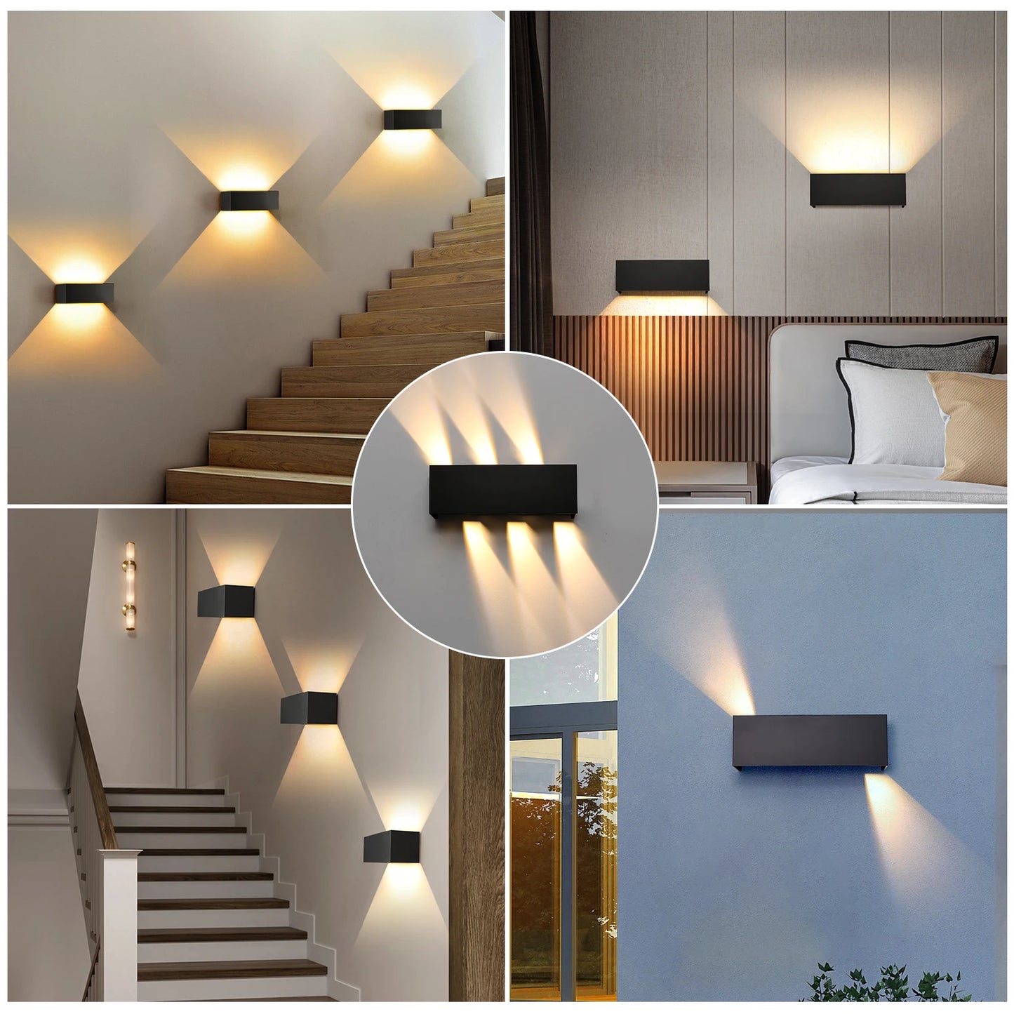 Modern LED Wall Lamp, 21W Metal wall lamp up and down adjustable light beam, 30x10x10cm, Waterproof IP65 Cube LED Light