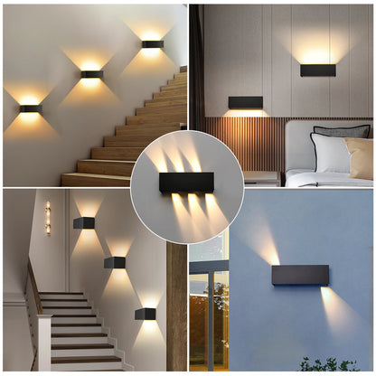 Modern LED Wall Lamp, 21W Metal wall lamp up and down adjustable light beam, 30x10x10cm, Waterproof IP65 Cube LED Light