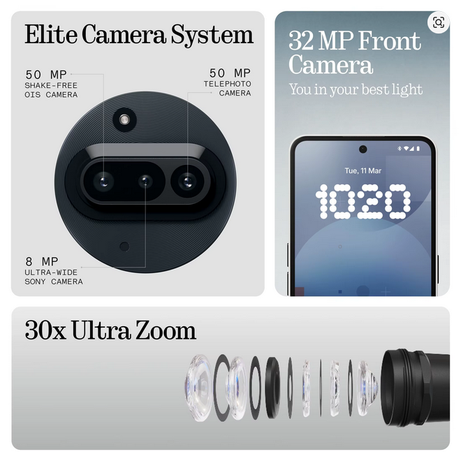Nothing Phone (3a) 5G Smartphone Potente con Display AMOLED, Fotocamera 50MP e Ricarica Rapida