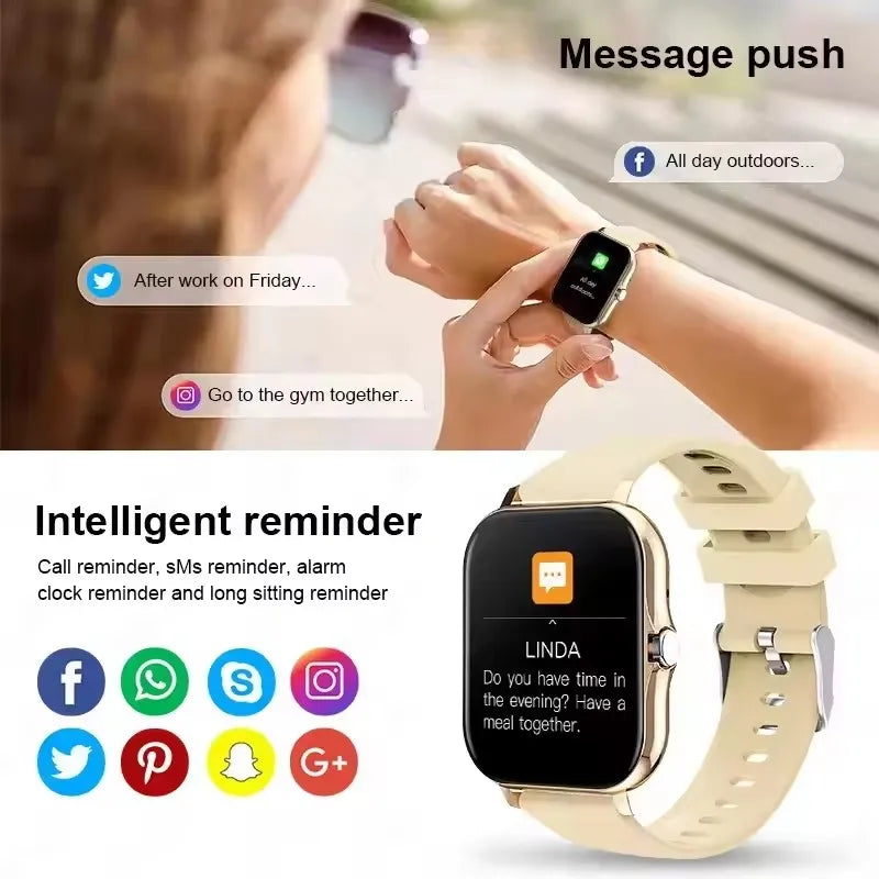 Orologio intelligente con touch screen completo, promemoria delle chiamate, controllo musicale e altre funzioni, compatibile con iPhone/Android